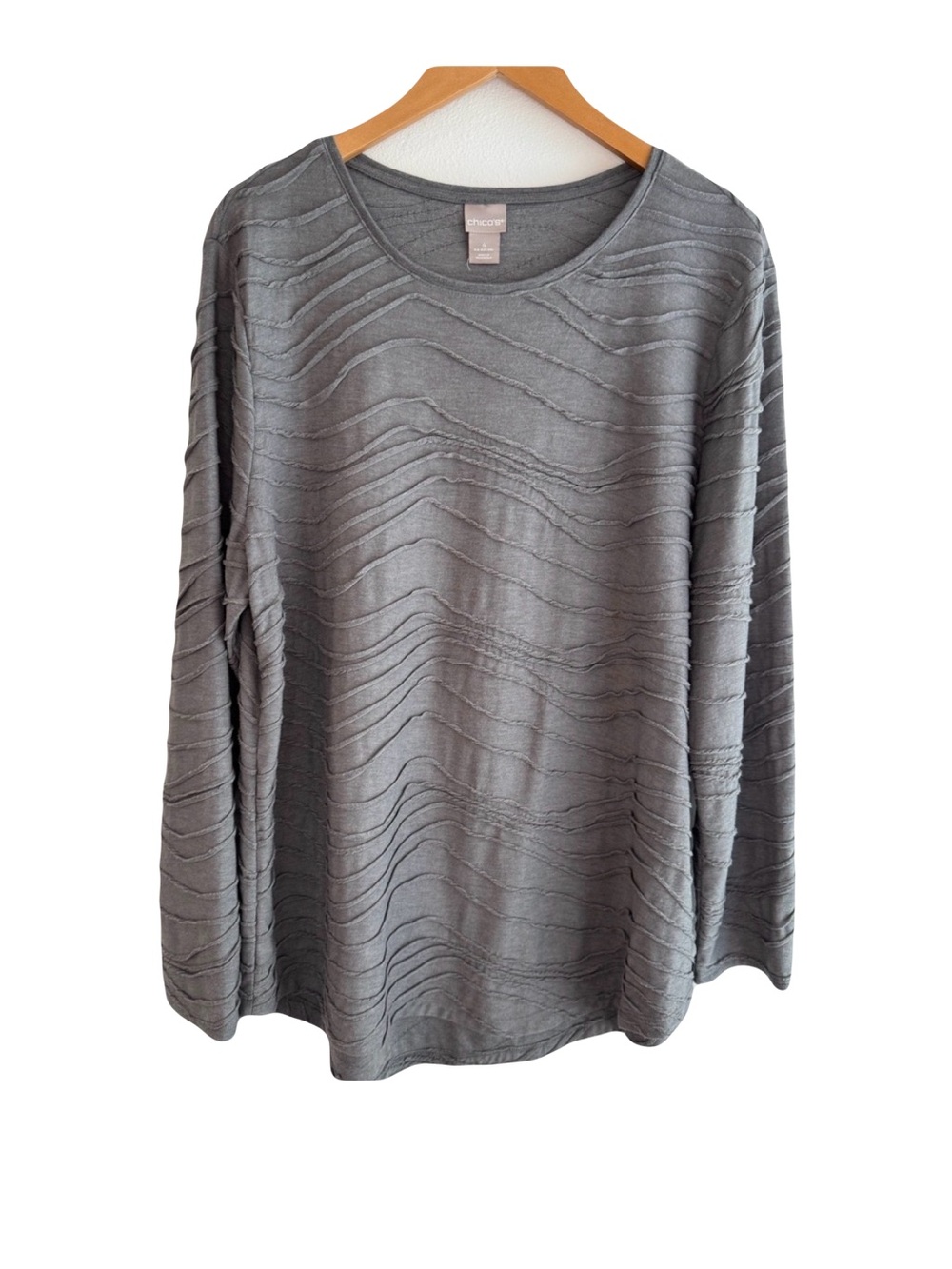 Chico's Textured Gray 3/4 Length Sleeve Tunic Top XXL